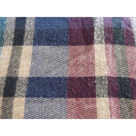 Blanket Poncho One Size OS Autumn Fall Plaid Poncho soft toggle wrap blue camel - Picture 7 of 9